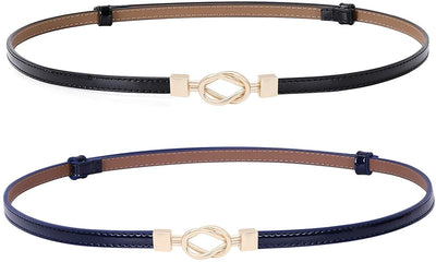 JASGOOD Leather Skinny Women Belt Ladies Thin Waist Belts Plus Size Adjustable for Jeans Pants Dresses with Metal Buckle