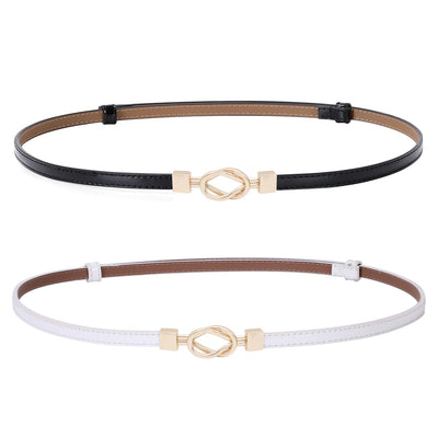 JASGOOD Leather Skinny Women Belt Ladies Thin Waist Belts Plus Size Adjustable for Jeans Pants Dresses with Metal Buckle