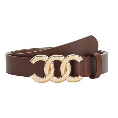 Women Belt for Jeans Dress Cinch Waist Belt for Ladies Faux Leather Belt with Gold Buckle