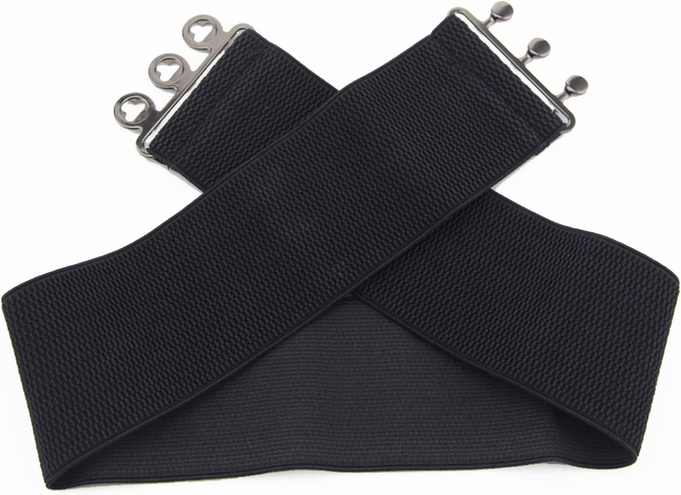 Trimming Shop Elastic Waist Belt Wide Elasticated Stretch Waistband Retro Cinch Belt with Clip-On Buckle for Women Dresses, Western Outfits, Gowns, 76mm Wide, Black, 25"-28"