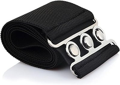 Trimming Shop Elastic Waist Belt Wide Elasticated Stretch Waistband Retro Cinch Belt with Clip-On Buckle for Women Dresses, Western Outfits, Gowns, 76mm Wide, Black, 25"-28"