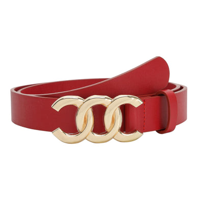 Women Belt for Jeans Dress Cinch Waist Belt for Ladies Faux Leather Belt with Gold Buckle