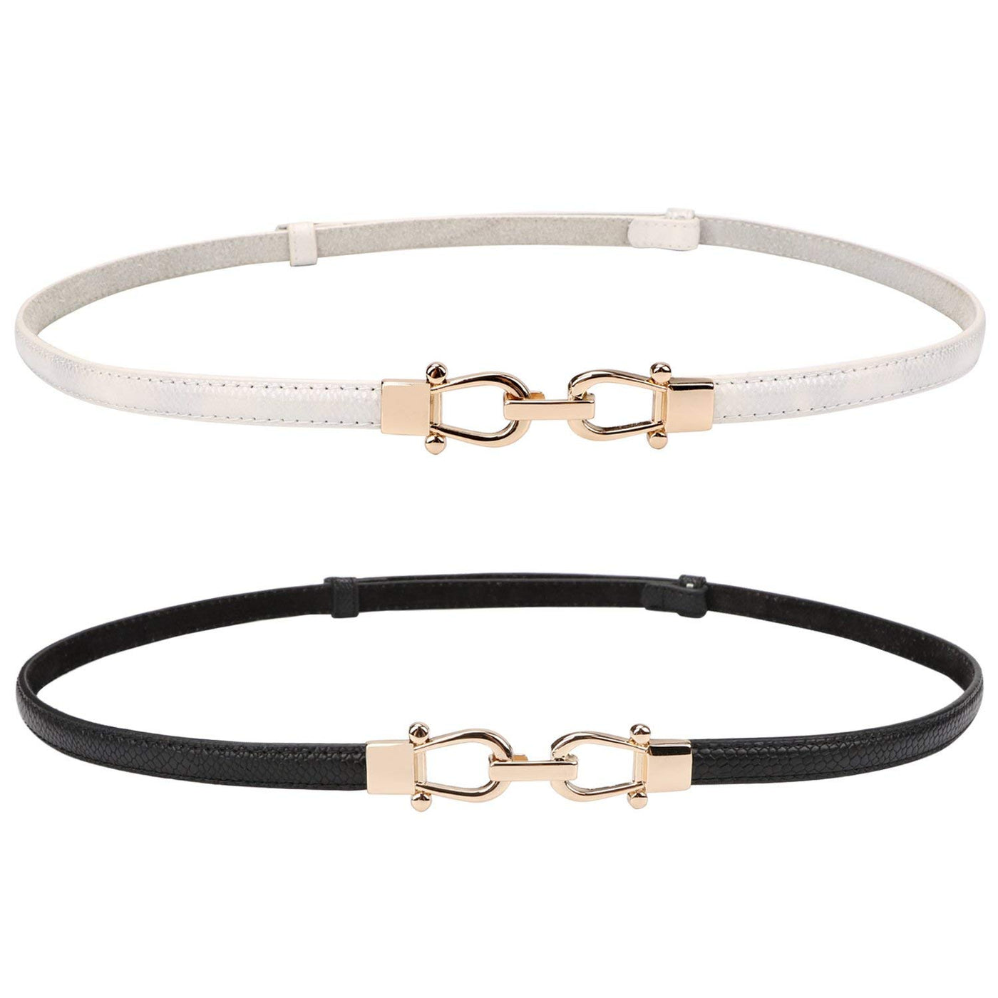JASGOOD Leather Skinny Women Belt Ladies Thin Waist Belts Plus Size Adjustable for Jeans Pants Dresses with Metal Buckle