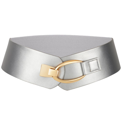WERFORU Women Wide Elastic Belt Women Fashion Wide Belt with Gold Buckle Ladie Thick Waistbelt for Dresses