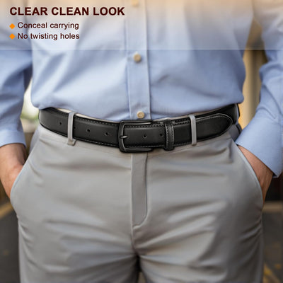 BULLIANT Men Belt 2Pack-Leather Belt 7Holes Comfortable For Men's Dress Casual Jeans 1 3/8"