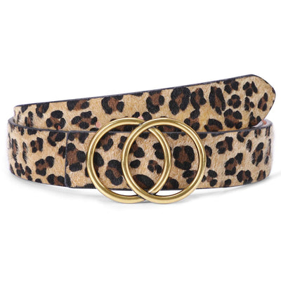 SUOSDEY Women Leather Belt Fashion Double O-Ring Soft Faux Leather Waist Belts For Jeans Dress