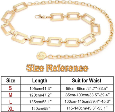 Women's Chain Belt Metal Waist Belt Chunky Belly Link Belt