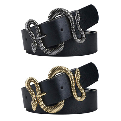 Belts for Women,Women Fashion Leather Belt for Dress with Snake Buckle