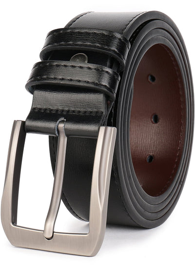 Men’s Casual Leather Jeans Belts 1 1/2” Wide 4MM Thick Alloy Prong Buckle Work Dress Belt for Men