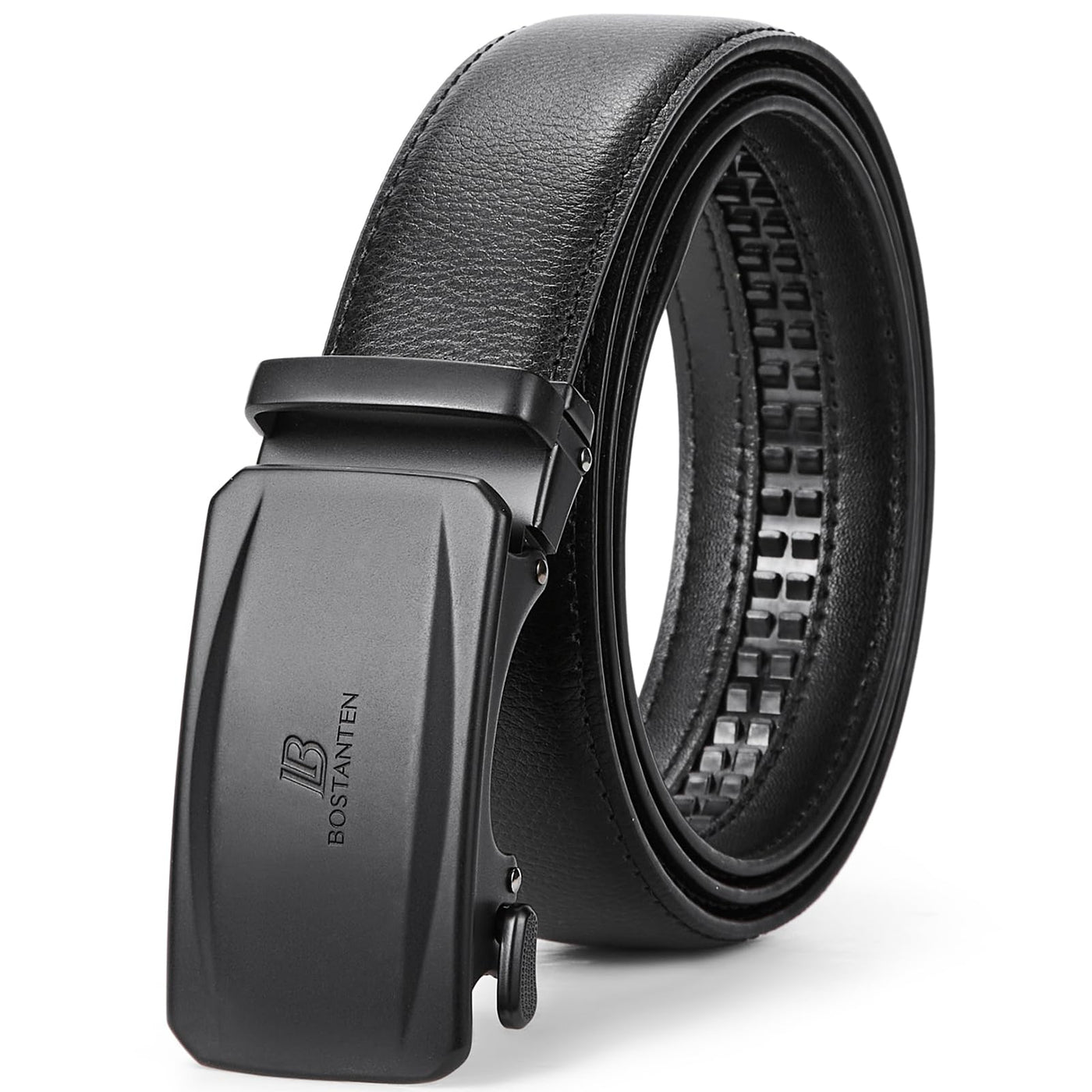 BOSTANTEN Mens Belt Leather Ratchet Belt For Men Dress and Casual with Adjustable Buckle, Trim to Fit