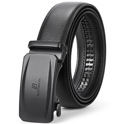 BOSTANTEN Mens Belt Leather Ratchet Belt For Men Dress and Casual with Adjustable Buckle, Trim to Fit