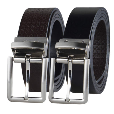 Calvin Klein Men's Two-in-one Reversible Rotative Buckle Casual Dress Belt