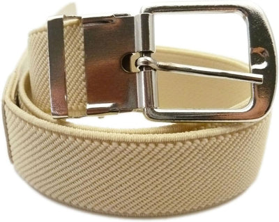 Olata Children’s Elasticated Belt with Silver Buckle (1-6 Years). Cream
