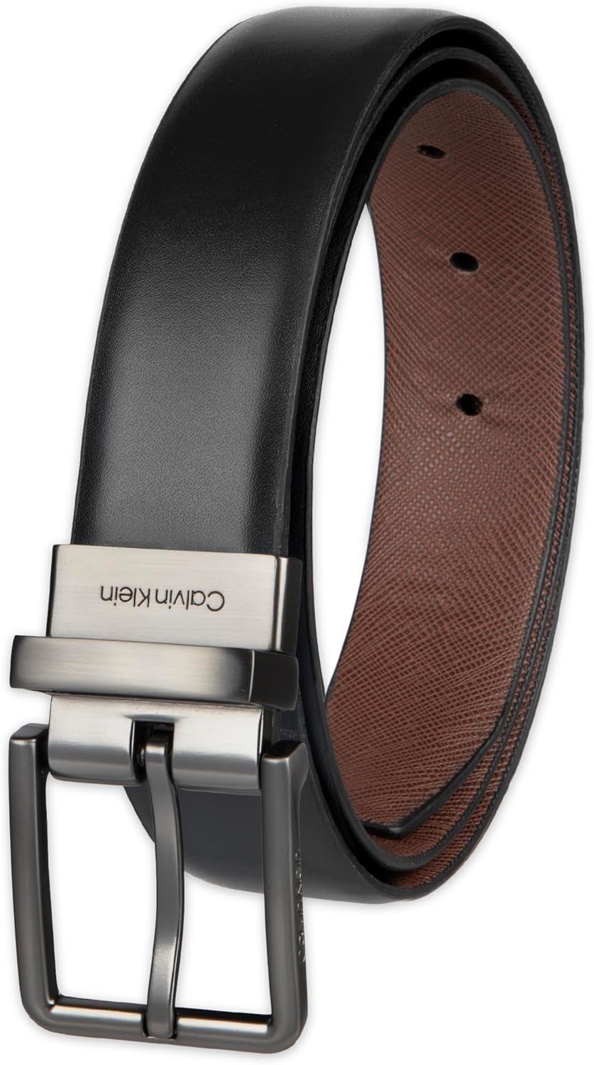 Calvin Klein Men's Two-in-one Reversible Rotative Buckle Casual Dress Belt