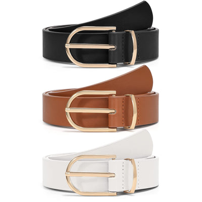 VONMELLI 3 Pack Women's Belts for Jeans Pants Fashion Gold Buckle Ladies Dress Belt