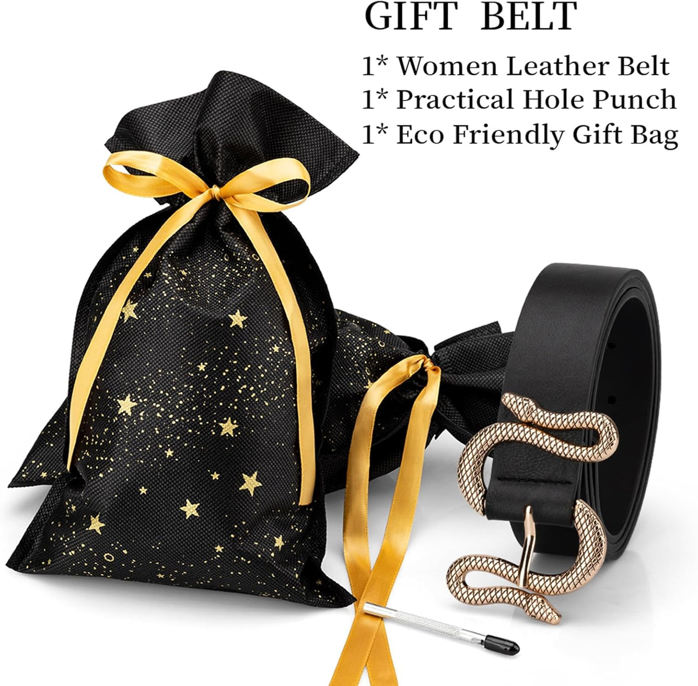 Belts for Women,Women Fashion Leather Belt for Dress with Snake Buckle
