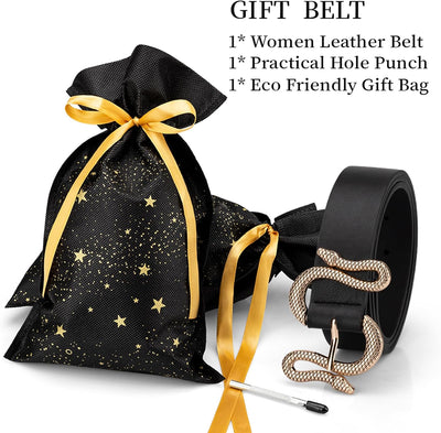 Belts for Women,Women Fashion Leather Belt for Dress with Snake Buckle