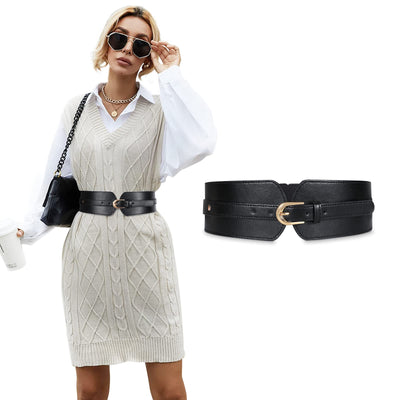 SUOSDEY Womens Wide Elastic Waist Belt for Dress Ladies Stretch Cinch Belt for Women