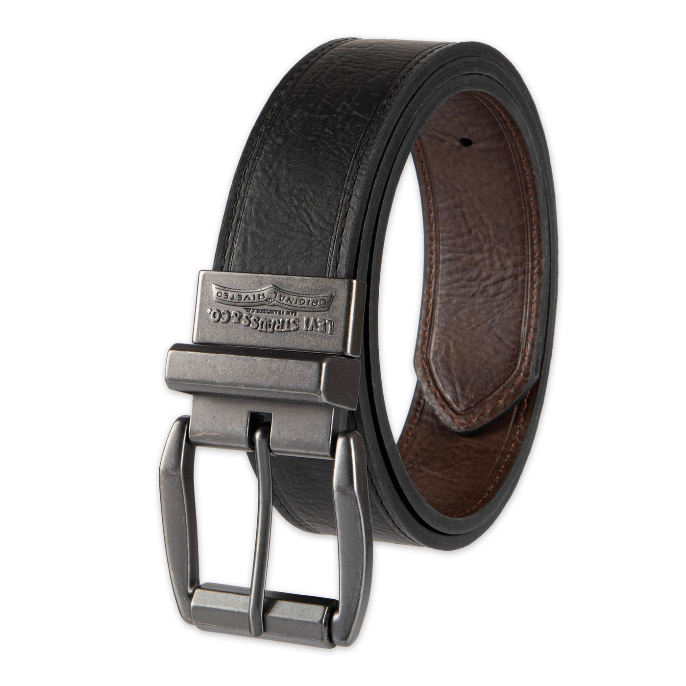 Levi's Men's Two-in-One Reversible Rotative Buckle Casual Everyday Jean Belt (Regular and Big & Tall Sizing)