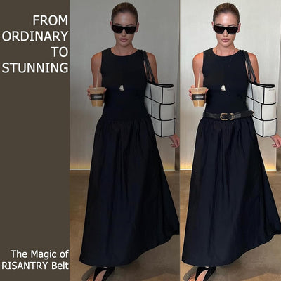 Women's Leather Belts with Gold Buckle Fashion Leather Waist Belt Elegant Ladies Belts for Jeans Dress & Casual Wear