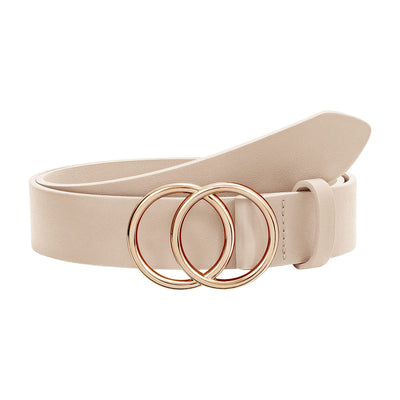 SUOSDEY Women Leather Belt Fashion Double O-Ring Soft Faux Leather Waist Belts For Jeans Dress