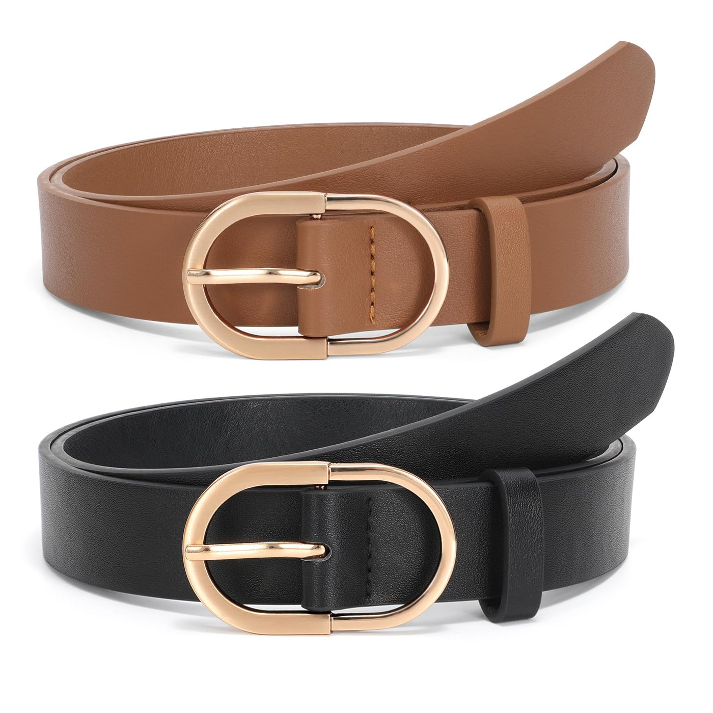 JASGOOD Women’s Leather Belts for Jeans Pants Fashion Ladies Belt with Gold Buckle