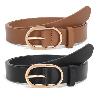 JASGOOD Women’s Leather Belts for Jeans Pants Fashion Ladies Belt with Gold Buckle