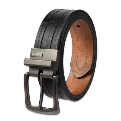 Levi's Men's Two-in-One Reversible Rotative Buckle Casual Everyday Jean Belt (Regular and Big & Tall Sizing)