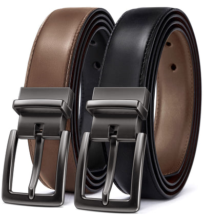 BULLIANT Men's Belt,Reversible Belt Adjustable For Gift Men 1.25”-Cut For Fit-2 Sides in 1 Belt(Not 2)