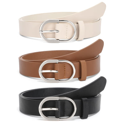 JASGOOD Women’s Leather Belts for Jeans Pants Fashion Ladies Belt with Gold Buckle