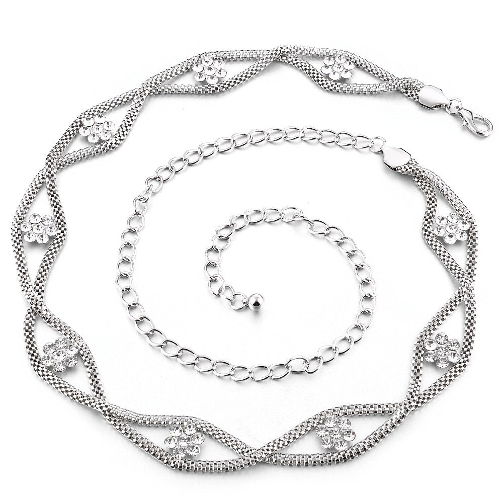 Trimming Shop Women Waist Belt Adjustable Metal Body Chain Stylish Clasp, Fashionable Accessory Ladies Waistband Casual and Formal Wear, Dress, Western Outfits