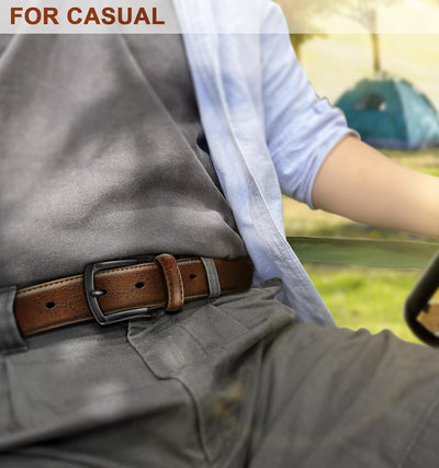 KEMISANT Men Belt 2Pack – Genuine Leather Belt for Men Dress Casual Golf Jeans 1 3/8"