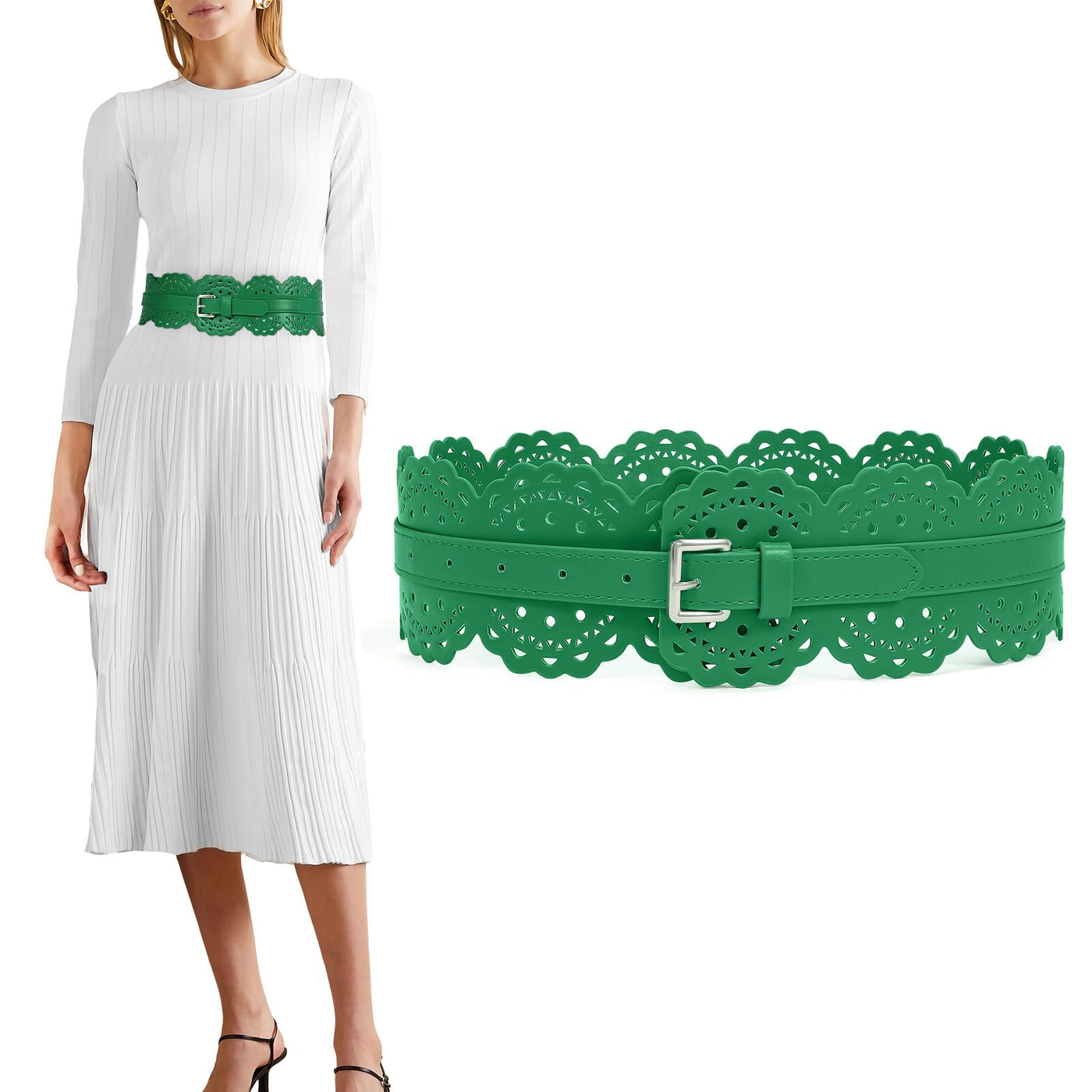 XZQTIVE Women Wide Belt For Dresses Vintage Chunky Belts Thick Leather Waist Belt With Prong Buckle