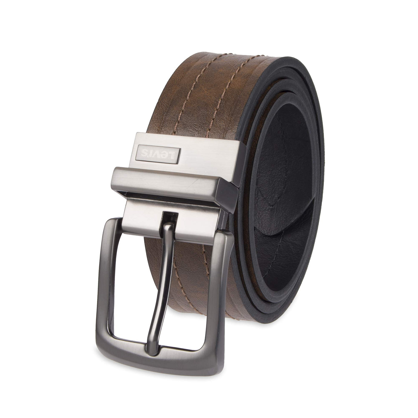 Levi's Men's Two-in-One Reversible Rotative Buckle Casual Everyday Jean Belt (Regular and Big & Tall Sizing)