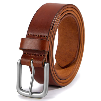 VATAN Men's Genuine Leather Casual Every Day Jeans Belts, Handmade Men Leather Belt with Gift Box
