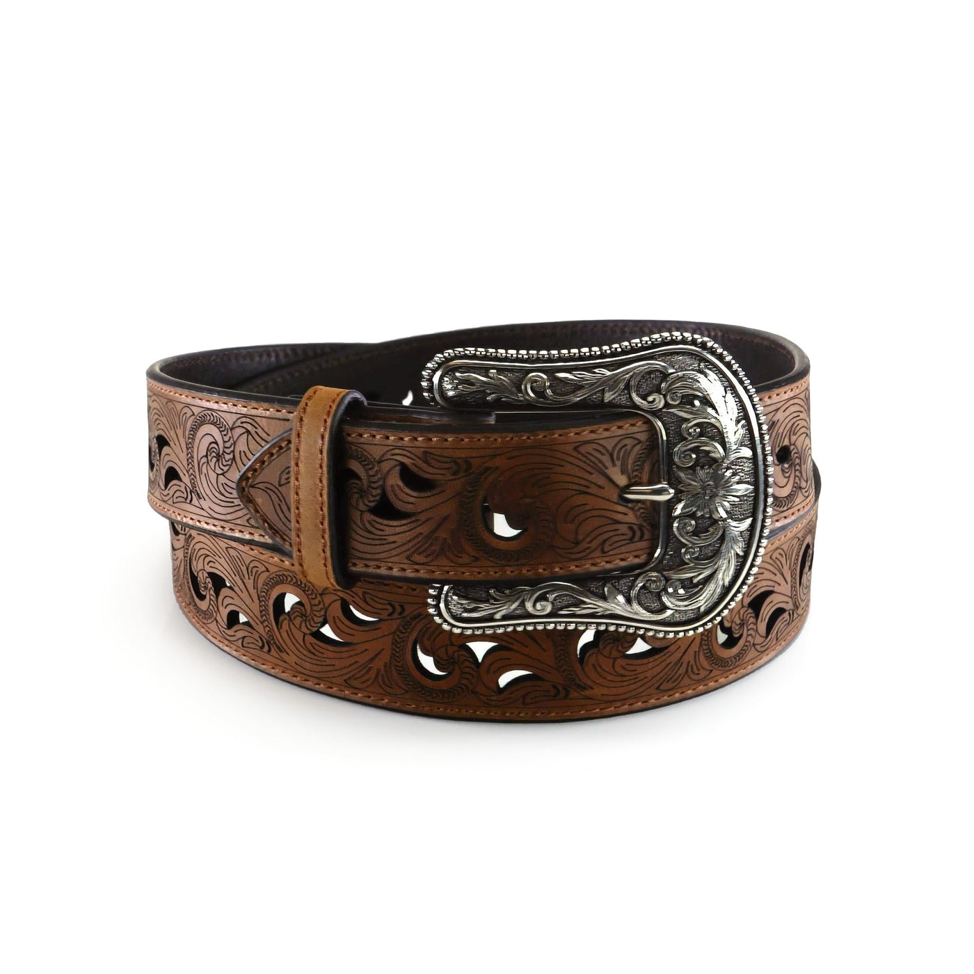 Ariat Scroll Paisley Pierced Belt - Ladies, Brown
