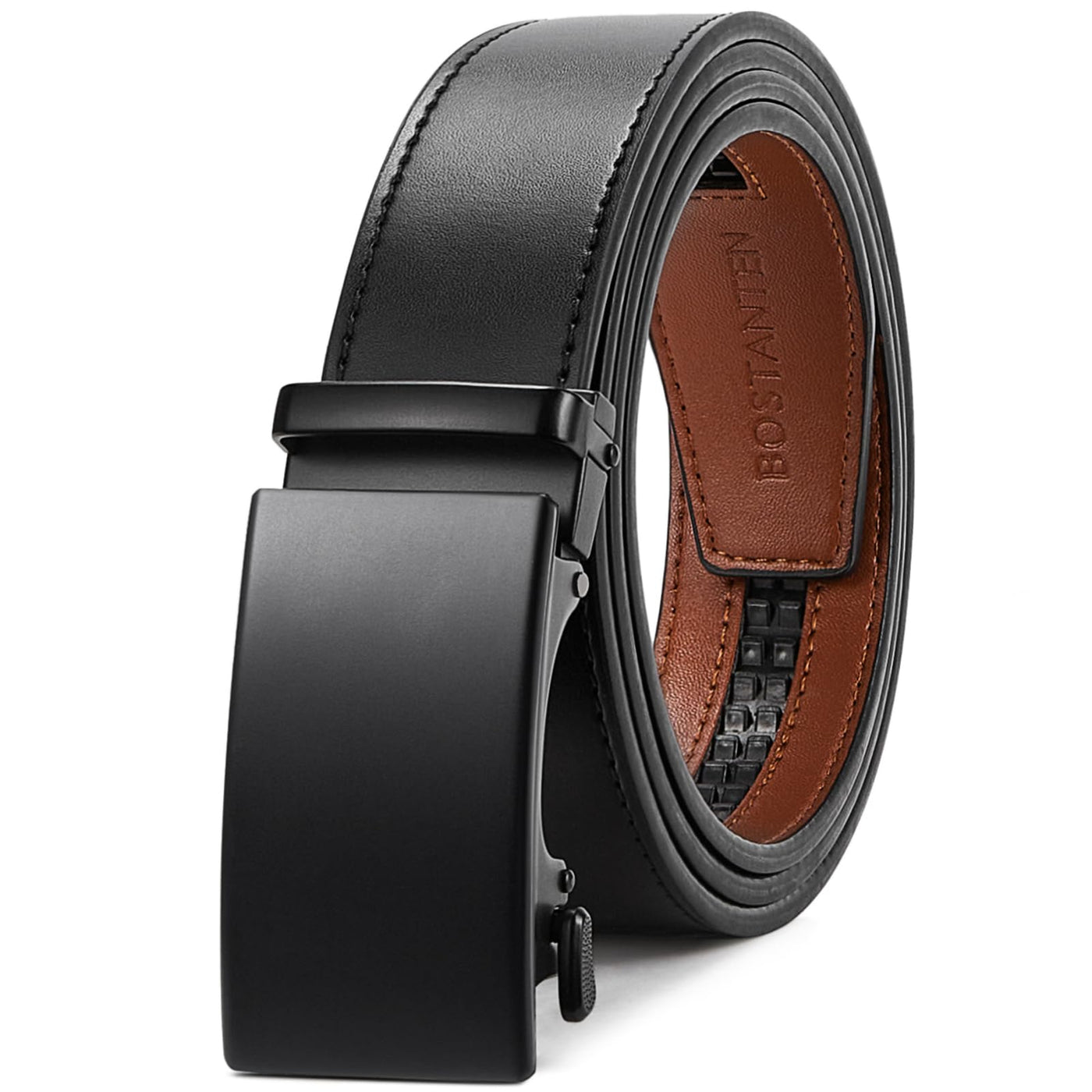 BOSTANTEN Mens Belt Leather Ratchet Belt For Men Dress and Casual with Adjustable Buckle, Trim to Fit