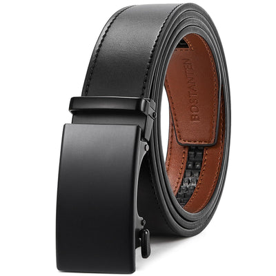 BOSTANTEN Mens Belt Leather Ratchet Belt For Men Dress and Casual with Adjustable Buckle, Trim to Fit