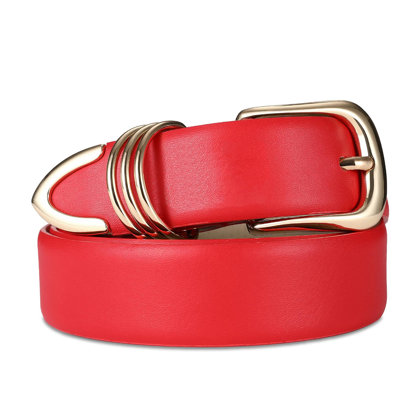 Women's Leather Belts with Gold Buckle Fashion Leather Waist Belt Elegant Ladies Belts for Jeans Dress & Casual Wear
