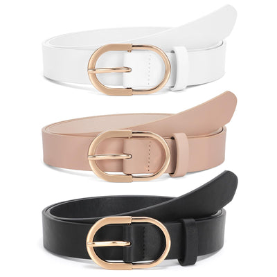 JASGOOD Women’s Leather Belts for Jeans Pants Fashion Ladies Belt with Gold Buckle