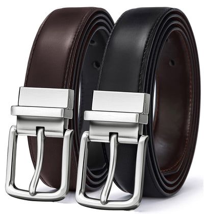 BULLIANT Men's Belt,Reversible Belt Adjustable For Gift Men 1.25”-Cut For Fit-2 Sides in 1 Belt(Not 2)