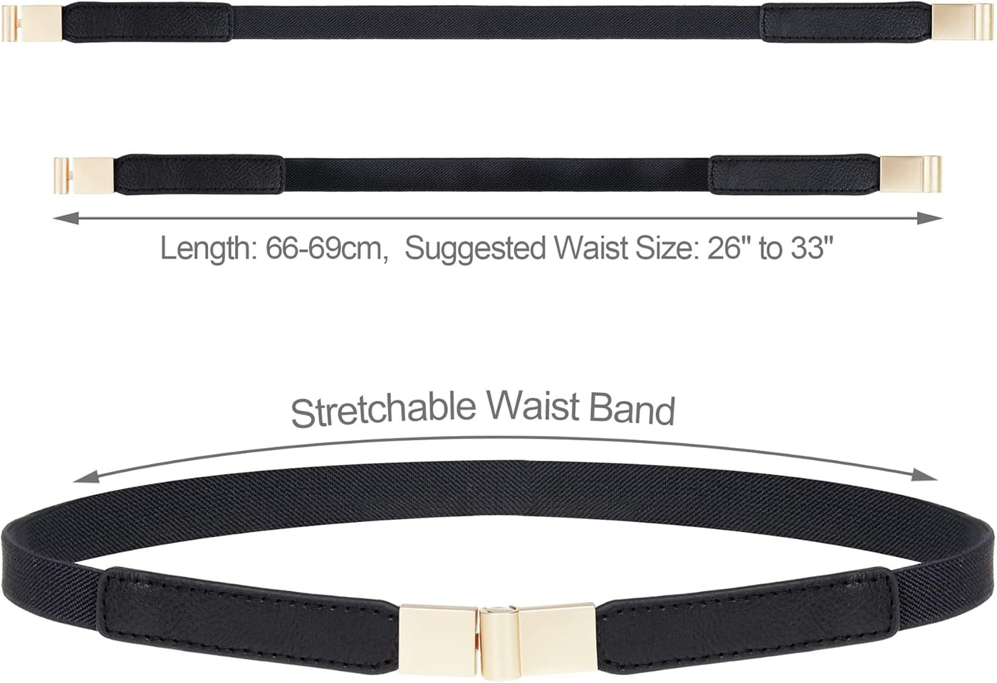 EAONE Skinny Belts for Women 5 Pack, Fashion Dress Belts Stretch Women Waist Belts Plus Size Elastic Waist Band for Dresses