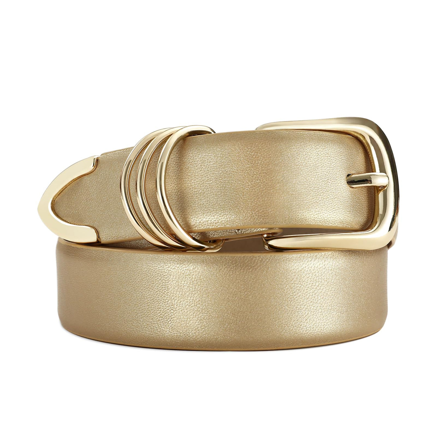 Women's Leather Belts with Gold Buckle Fashion Leather Waist Belt Elegant Ladies Belts for Jeans Dress & Casual Wear