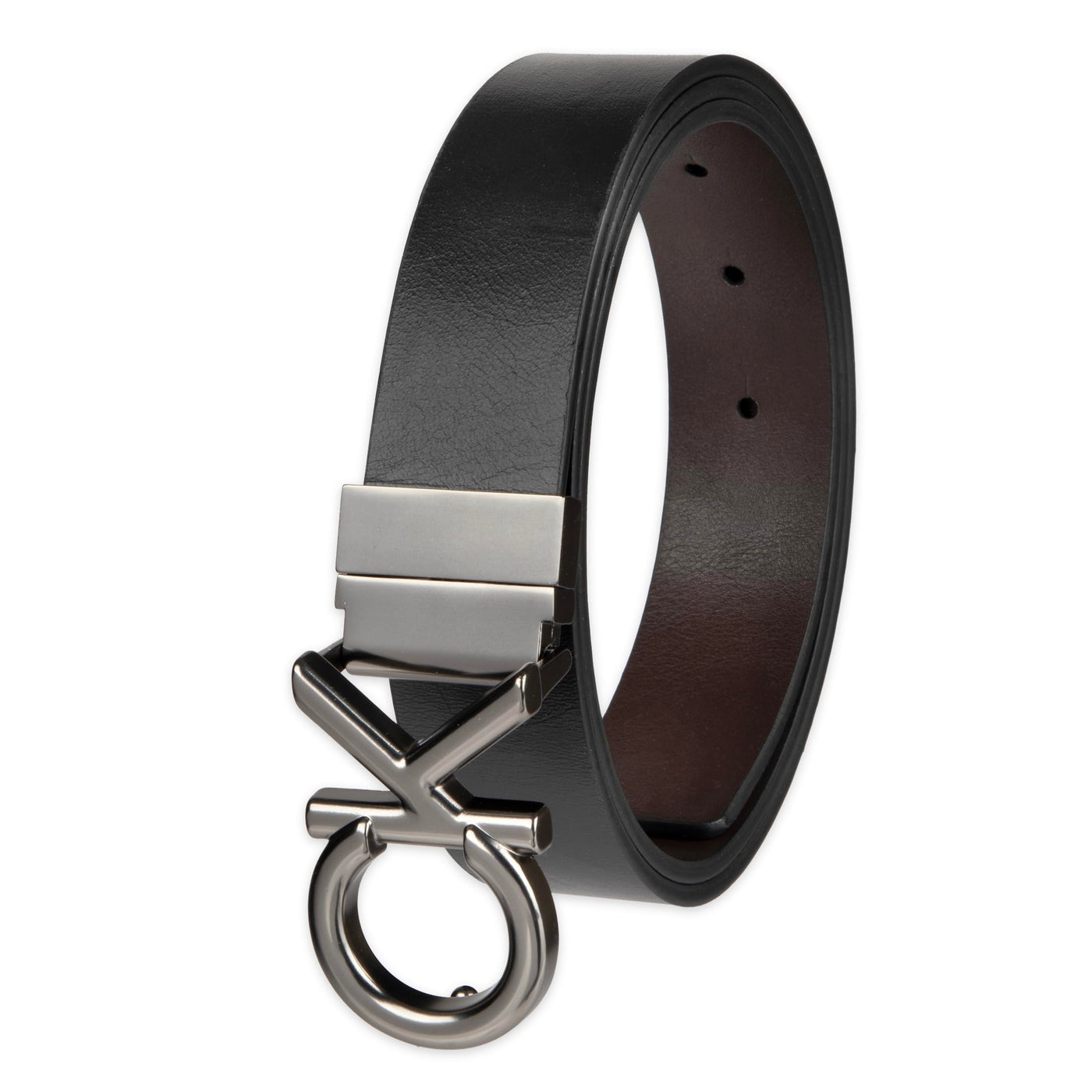 Calvin Klein Men's Two-in-one Reversible Rotative Buckle Casual Dress Belt