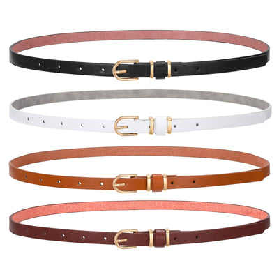SANSTHS 4 Pack Women Thin Belts for Jeans Dresses Coats Skinny Women Belt with Gold Alloy Buckle