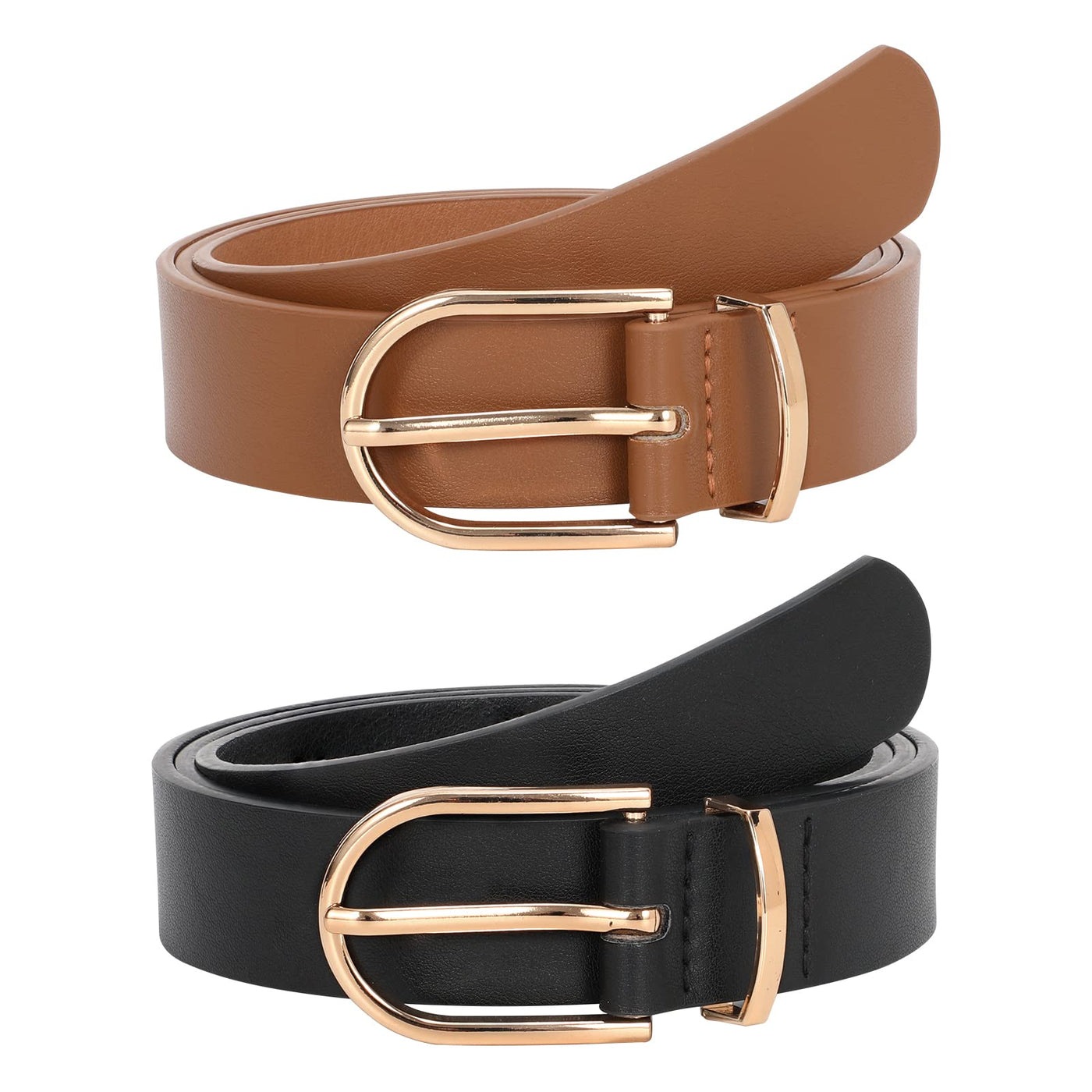 JASGOOD Women’s Leather Belts for Jeans Pants Fashion Ladies Belt with Gold Buckle