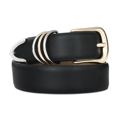 Women's Leather Belts with Gold Buckle Fashion Leather Waist Belt Elegant Ladies Belts for Jeans Dress & Casual Wear