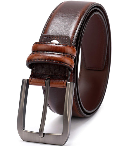 Men’s Casual Leather Jeans Belts 1 1/2” Wide 4MM Thick Alloy Prong Buckle Work Dress Belt for Men