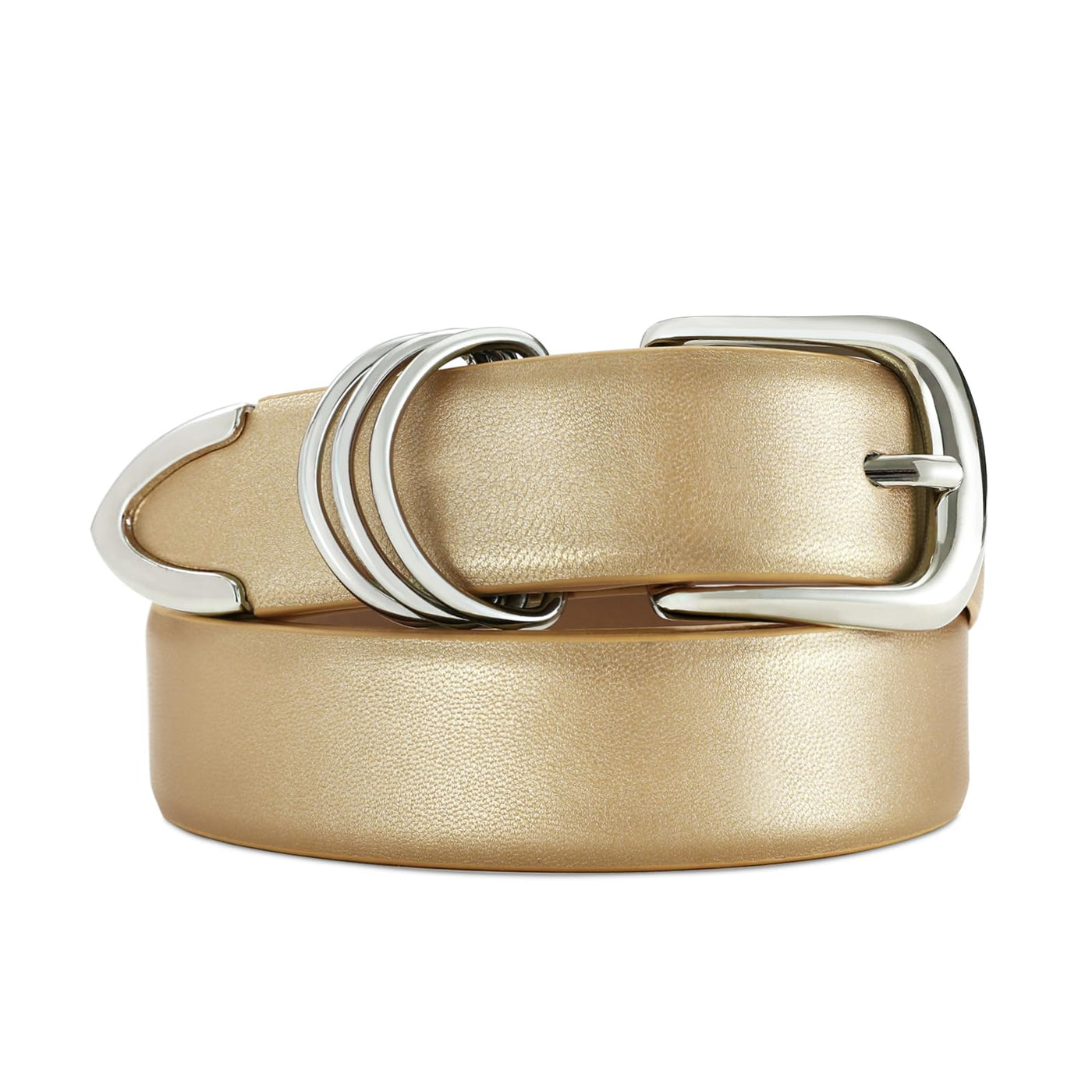 Women's Leather Belts with Gold Buckle Fashion Leather Waist Belt Elegant Ladies Belts for Jeans Dress & Casual Wear