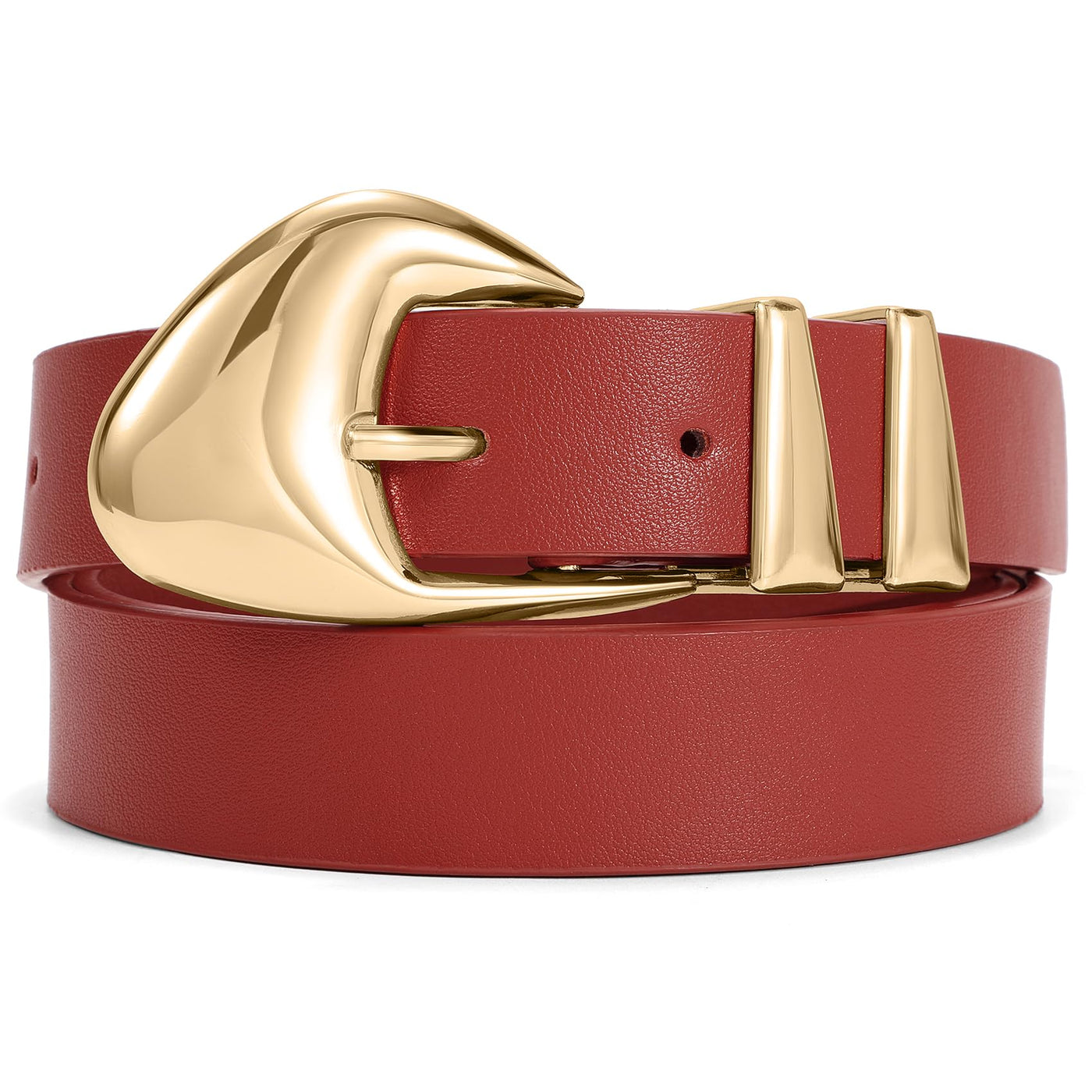 XZQTIVE Women's Leather Belts for Jeans Dress Pants Black Brown Belts for Women Ladies Waist Belts with Gold Buckle